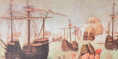 Гравюра корабля. Анна Лесняк и корабль.